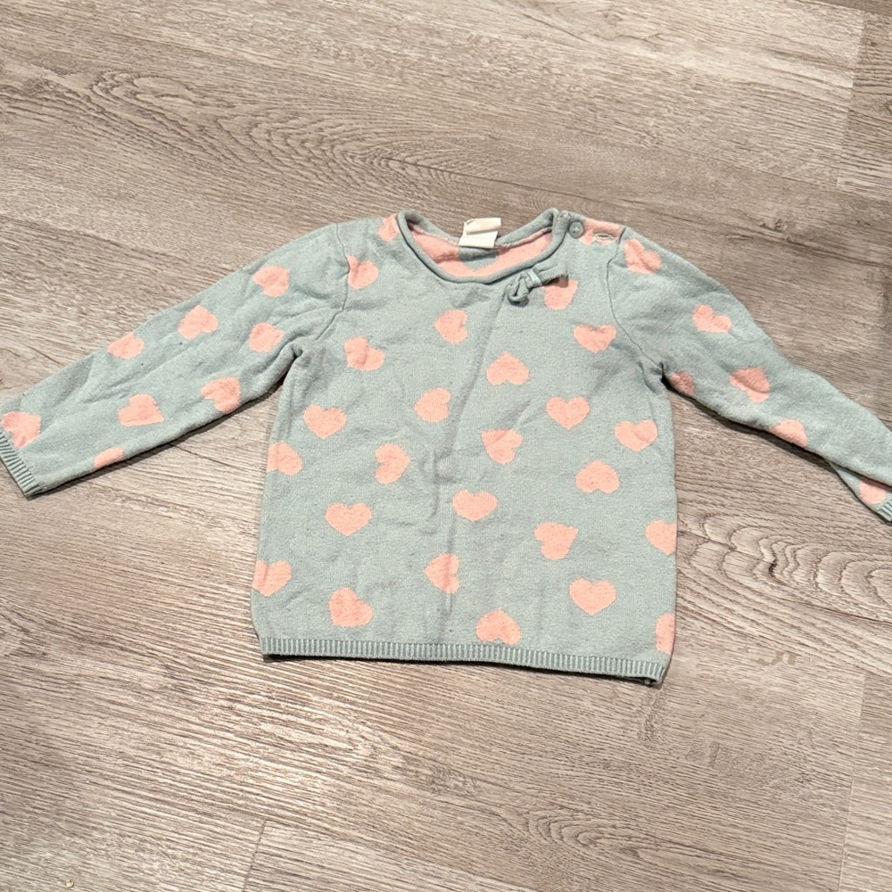 H&M Kids Sweater with Heart Design - Pink and Gray